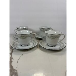 Set of 4 Vintage Noritake Donegal Fine China Teacup and Saucers